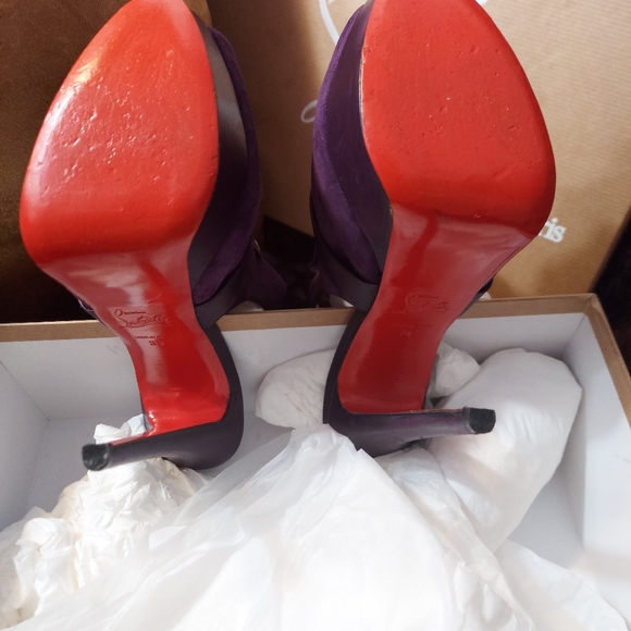 Louboutin-Jem Purple Suede Ankle Botties - Picture 3 of 6